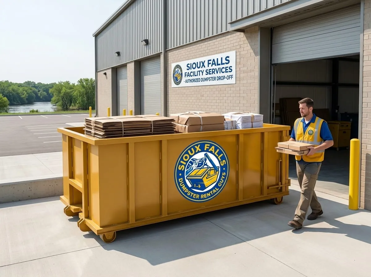 Commercial roll-off container at a business loading area Commercial roll-off container at a business loading area